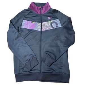 361° Degree Track Jacket Full Zip Athletic Activewear Color Block Black Purple L